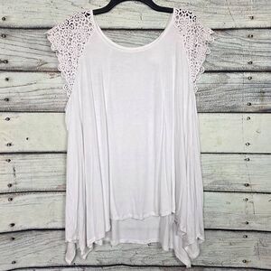 Cato White Lace Shoulder Tunic 18/20W NWT